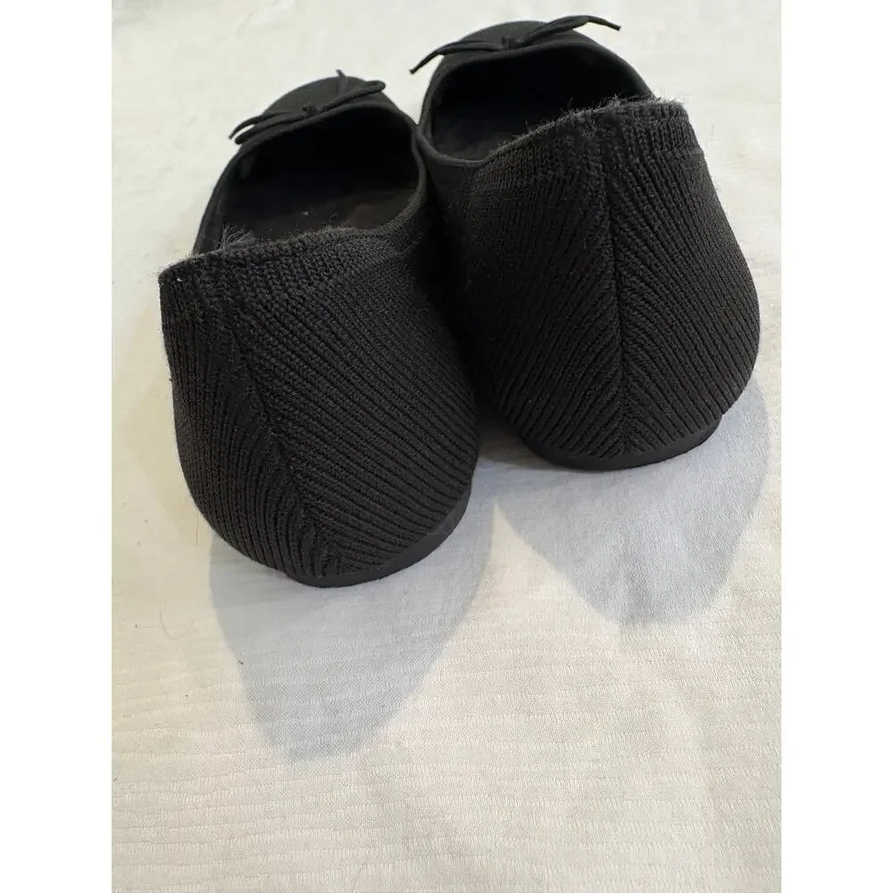 Vionic Klara Knit Black Ballerina Skimmer Flats Bow Women's 6 Comfort Orthotic